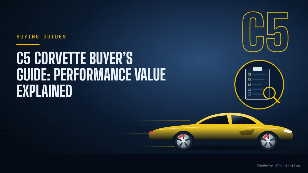 Illustrated cover for C5 Corvette Buyer’s Guide: Performance Value Explained
