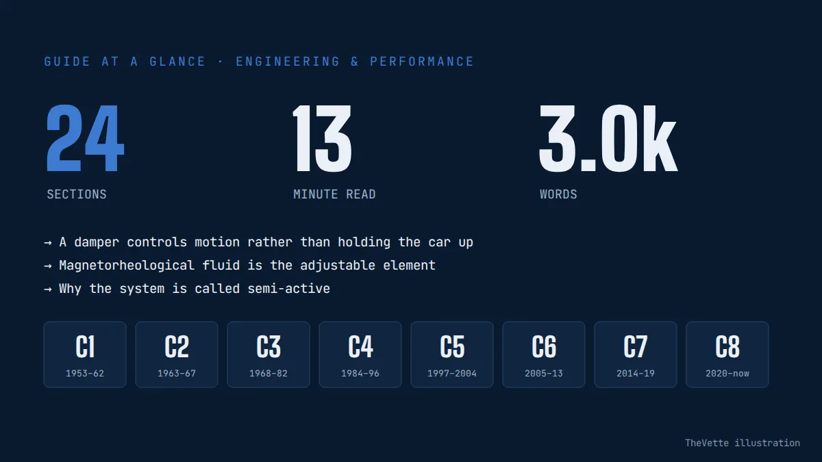 At-a-glance summary graphic for How Corvette Magnetic Ride Control Works