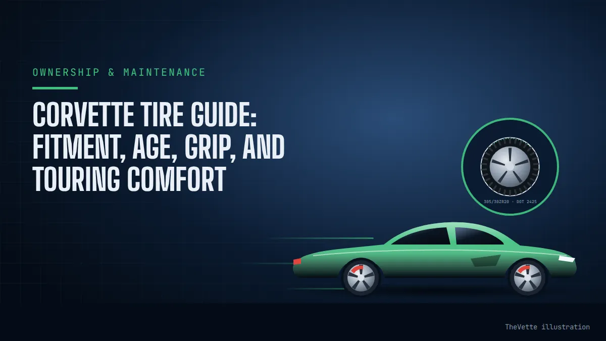 Illustrated cover for Corvette Tire Guide: Fitment, Age, Grip, and Touring Comfort