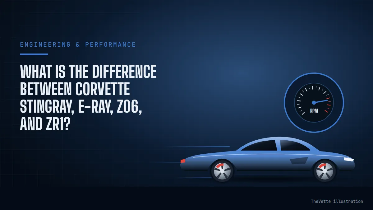 Illustrated cover for What Is the Difference Between Corvette Stingray, E-Ray, Z06, and ZR1?